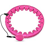 Brebon Weighted Hoola Exercise Fit Hoops Plus Size for Weight Loss, 2 in 1 Weight Loss 24 Detachable Knots Fitness Abdomen Equipment Hoops Adjustable Auto-Spinning Ball for Adult