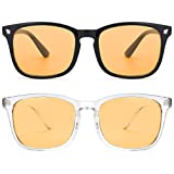 livho 2 Pack Blue Light Computer Gaming Glasses - Design for Gamer with Professional Powerful Filter Lens Anti Fatigue & Eyestrain for Screens/Video Game/Console/TV/PC