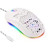USB C Mouse,Lightweight Gaming Type C Mouse up to 7200 DPI,Wired Mouse for MacBook Pro Chromebook Laptop PC and More USB Type C Devices (White)