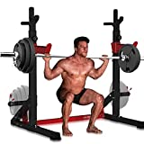 HARISON Heay Duty Barbell Rack, Adjutable Bench Press Rack, Squat Rack with Pull Up Bar Station for Home Gym