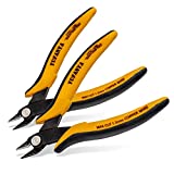 2 Pack Flush Cutters,Ultra Sharp Micro Wire Cutter Side Cutter with Internal Spring & Soft Rubber Handle,Diagonal Cuting Pliers for Electronics,jewelry making,Plastic,Zip Ties,Yellow & Black