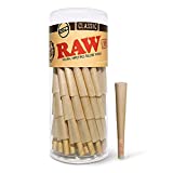 RAW Cones Classic 1-1/4 | 75 Pack | Natural Pre Rolled Rolling Paper with Tips & Packing Tubes Included