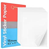 Sticker Paper for Inkjet Printer Vinyl Label Paper 8.5 inches x11 inches (A4) Waterproof Sticker Paper Glossy White Waterproof 15 Sheets