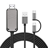 Renkchip 2-in-1 USB C/Micro USB to HDMI Cable for All Android Phone, 6.6ft MHL to HDMI Adapter 1080P HD HDTV Mirroring &Charging Cable to TV/Projector/Monitor