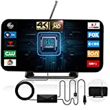 2022 TV Antenna Digital Indoor HDTV Antenna 350+ Miles Range with Signal Amplifier, Digital HD Antenna Support 4K 1080P VHF UHF All Television Free Local Channels, 18ft Coax Cable/AC Adapter