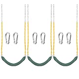 TURFEE 3 Pack Green Swing Seats Heavy Duty with 66' Chain, Swing Set Accessories Replacement with Snap Hooks for Kids Outdoor Play Playground, Trees, Swing Set, Backyard (Limit 250lb)