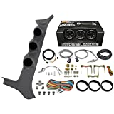 GlowShift Diesel Gauge Package Compatible with Ford F-Series F-250 F-350 7.3L Power Stroke 1992-1997 - Black 7 Color 60 PSI Boost, 1500F EGT & Transmission Temp Gauges - Gray Triple Pillar Pod