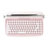 YUNZII ACTTO B303 Wireless Typewriter Keyboard, Retro Bluetooth Aesthetic Keyboard with Integrated Stand for Multi-Device (English, Baby Pink)