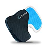 Sleepavo Memory Foam Seat Cushion for Office Chair - Cooling Gel Butt Pillow for Sciatica Coccyx Back Tailbone & Lower Back Pain Relief - Chair Pad for Lumbar Support in Office Desk, Car & Airplane