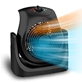 LifePlus 2 in 1 Heater Fan Combo, Portable Space Heater, Desk Heating Coooling Fan 45° Tilt, 2 Wind Speeds, 1500W Overheat Protection Personal Small Floor for Bedroom Home Office Black