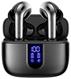 TAGRY Bluetooth Headphones True Wireless Earbuds 60H Playback LED Power Display Earphones with Wireless Charging Case IPX5 Waterproof in-Ear Earbuds with Mic for TV Smart Phone Computer Laptop Sports