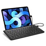ProCase Slim Wired Keyboard for Type-C Port iPad/Android Tablets and Phones, Lightweight Low Profile Wired USB-C Keyboard with Foldable Stand, US English Layout –Black