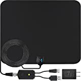 [Early Release 2023 Chipset] HDTV Indoor Antenna Black Long Range 330 Mile Signal Reception; Hi-Power Amplified Antenna + 16.5 ft Coax Cable; Supports All HD Digital TV formats; Mata1-USA