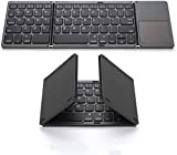 Foldable Bluetooth Keyboard, Gimibox Pocket Size Portable Mini BT Wireless Keyboard with Touchpad for Android, Windows, PC, Tablet, with Rechargeable Li-ion Battery-Dark Gray