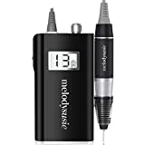 MelodySusie Professional Rechargeable 30000 rpm Nail Drill, Portable Electric E File Scamander, Acrylic Gel Grinder Tools with 6 Bits and Sanding Bands for Manicure Pedicure Shape Carve Polish (Black)