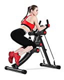 KESHWELL Ab Machine,Abs Workout Equipment for Home Gym,Whole Body Workout Waist Trainer for Women&Men,Adjustable Abdominal Cruncher,Foldable Core Abs Exercise Machine with Resistance Bands&LCD Display