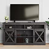 Xilingol 58 Inch Farmhouse TV Stand, Modern Entertainment Center for TVs up to 65 Inch, Television Cabinets with Double Sliding Barn Door & Storage Shelves, Tall Media Console for Living Room, Grey