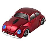 Usbkingdom 2.4GHz Wireless Mouse Cool 3D Sport Car Shape Ergonomic Optical Cordless Mice with USB Receiver for PC Laptop Computer Notebook 1600DPI Red