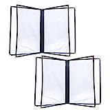 2PCS 8.5 x 11 Inch Menu Covers,4 Page 8 View Transparent Restaurant Menu Covers, Fits A4 Size Paper，Bar Cafe Restaurant Book Black Folder (Black)