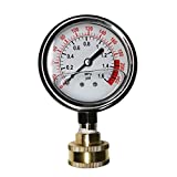 YZM Stainless Steel 304 Liquid Filled Water Pressure Test Gauge ,0-220psi, 2-1/2' Dial Display,Oil Filled Pressure Gauge,Water Pressure Gauge.Female 3/4' GHT Garden Hose Thread.