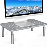 WALI Monitor Stand Riser, Adjustable Laptop Stand Riser Holder, 3 Height Adjustable Underneath Storage for Office Supplies (STT003S), 1 Pack, Silver