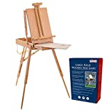 U.S. Art Supply Large Beechwood French Easel, Adjustable Plein Air Easels Sketchbox Tripod for Field & Studio Painting Easel for Adults, Drawing, Display - Portable with Artist Drawer & Palette