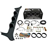 GlowShift Diesel Gauge Package Compatible with Ford F-Series F-250 F-350 7.3L Power Stroke 1992-1997 - Black 7 Color 60 PSI Boost, 1500F EGT & Transmission Temp Gauges - Black Triple Pillar Pod