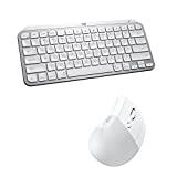 Logitech MX Keys Mini Keyboard for Mac and Lift Vertical Ergonomic Mouse for Mac Combo - Wireless, Bluetooth, Backlit Keys, Quiet, macOS/iPadOS/MacBook/iMac/iPad - Pale Grey
