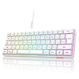 RedThunder 60% Gaming Keyboard, RGB Backlit Ultra-Compact Mini Keyboard, Quiet Ergonomic Water-Resistant Mechanical Feeling Keyboard for PC, MAC, PS4, Xbox ONE Gamer(White)