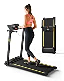 UREVO Folding Treadmill, 2.25HP Foldable Treadmill with 12 HIIT Modes, Compact Mini Treadmill for Home Office, Space Saving Small Treadmill with Large Running Area, LCD Display, Easy to Fold