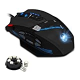 ZELOTES 12 Programmable Buttons USB Wired MMO Gaming Mouse Mice,4000 DPI (Up to 8000DPI by the Software),Weight Tuning Set,Multi-Modes LED lights for Gamer Notebook, PC, Laptop,Macbook (Black)