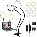 Dual Ring Light for Laptop, Computer, UPXDUMI 6 inch Desk Circle Light with Flexible Arm for Video Conferencing, Zoom Meetings, Streaming, Webcam Lighting, Video Recording, Photography, Makeup