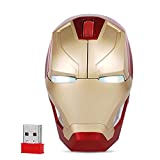 Cool Wireless Mouse Iron Man Black Panther Star Lord Ant Man Tree Man Gaming Mice with USB Unifying Receiver 1200 DPI for PC and Laptops (Iron Man Gold)