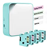 Bluetooth Label Maker, Vixic D1600 Rechargeable Label Printer, Portable Label Makers Multiple Fonts Icons, Inkless Sticker Compatible with iOS Android for Home Office Organization, White-Green