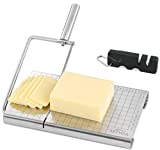 Stainless Steel Cheese Slicer - Multipurpose Cheese Slicer Board & Food Cutter with 4' Blade, 5' x 8' with Accurate Size Scale for Cutting Cheese Butter Vegetables Sausage Herbs & More ( No Wire)