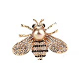 Honey Bee Brooches Crystal Insect Themed Bee Brooch Animal Fashion Shell Pearl Brooch Pin Gold Tone (gold pearl)