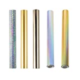 5Ppcs Glimmer Hot Foil, Metallic Variety Beautiful Diamond Color, 19Cmx5 Meters Fiver Rollers Hot Stamping Foil,Foil by Laser Printer and Laminator Toner Reactive Foil for Scrapbooking Paper Crafts