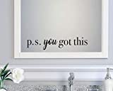 IARTTOP You Got This Wall Decal,Inspirational Quote Positive Attitude Wall Sticker for Bathroom Mirror Bedroom Decor, Motivational Family Lettering Stickers Decoration, Mirror Decals Bathroom,Black