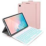 Keyboard Case with 7 Colors Backlit for Samsung Tab S6 Lite 10.4' 2020, Bluetooth Keyboard Detachable US Layout with Case for Samsung Galaxy Tab S6 Lite 10.4 2020 SM-P610 SM-P615, Rose Gold