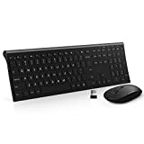 Wireless Keyboard and Mouse, Full Size Ultra Slim 2.4GHz Wireless Keyboard Mouse Combo for Windows Computer, Laptop, Desktop (Black)