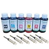 Vivid Colors 600ml Premium Dye Ink CISS Refillable Ink Refill Bottle for Ep Expression XP-15000 Printer Black, Cyan, Magenta, Yellow, Red, Gray