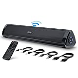 Sound bar for TV with Bluetooth 5.0 50W Small Soundbar Compact Size 16inch Mini Soundbar with HDMI/Opti/AUX/USB/ARC Built-in DSP for Home Theater PC Projectors Wireless 3EQs Outdoor Soundbar DESOBRY