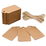 Price Tags, Kraft Paper Gift Tags 100 PCS Paper Tags with Jute String for Arts and Crafts, Wedding Christmas Day Thanksgiving,7 cm X 4 cm (Brown)