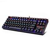 Redragon K552 Mechanical Gaming Keyboard RGB LED Rainbow Backlit Wired Keyboard with Red Switches for Windows Gaming PC (87 Keys, Black)