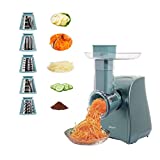 Electric Cheese Grater, Salad Shooter Electric, One-Touch Control Electric Grater Machine for Vegetable, Fruits, Potato, Electric Cheese Shredder, Salad Maker with 5 Free Attachments, Green, ASLATT