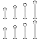 Ruifan 8PCS 14G Labret Monroe Lip Ring Helix Earring Tragus Cartilage Tongue Cheek Stud Barbell Piercing Jewelry 8mm 10mm 12mm 14mm - Steel