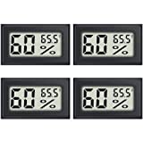 4-Pack Mini Digital Electronic Temperature Humidity Gauge Meters Indoor Thermometer Hygrometer LCD Display Fahrenheit (℉) for Mason Jars, Growing, Curing, Harvesting, Greenhouse, Garden, Humidors