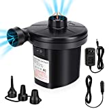 Electric Pump, Air Pump for Inflatables Air Mattress Pump with 3 Nozzles Inflator/Deflator Portable Quick Air Pump for Camping Inflatable Cushions, Air Mattress Bed, Air Sofa, Pool Toys AC/DC (50W)