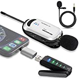 Wireless lavalier Microphone for iPhone & Computer -Alvoxcon USB Lapel Mic System for Android, PC, Laptop, Speaker, Podcasting, Vlog, YouTube, Conference, Vocal Recording, Gaming (with Monitor Jack)