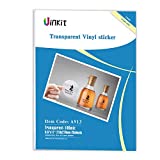 Uinkit Printable Clear Sticker Waterproof Transparency Vinyl Sticker Only For Laser Printer -100% Transparent 20sheets 8.5x11inch Full sheet Labels for Personalized Labels, custom artwork